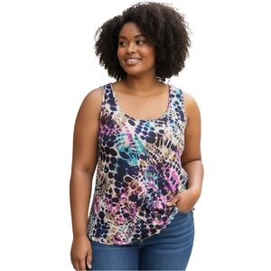 Torrid Blue and Pink Graphic Pocket Tank Top NWOT 0/L